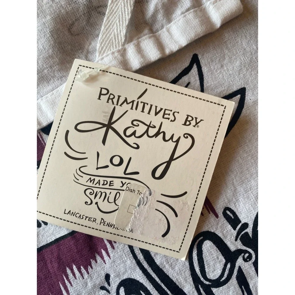 NWT Primitive by Kathy Wine Makes Me Awesome White Tea Towel